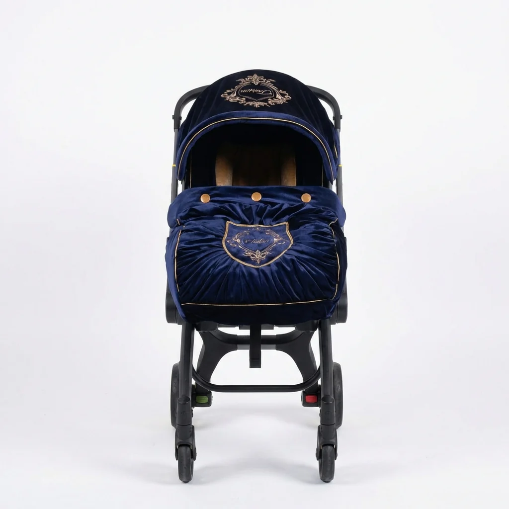 Personalized Baby Boy Car Seat Cover Set with Canopy & Diaper Bag - Image 4