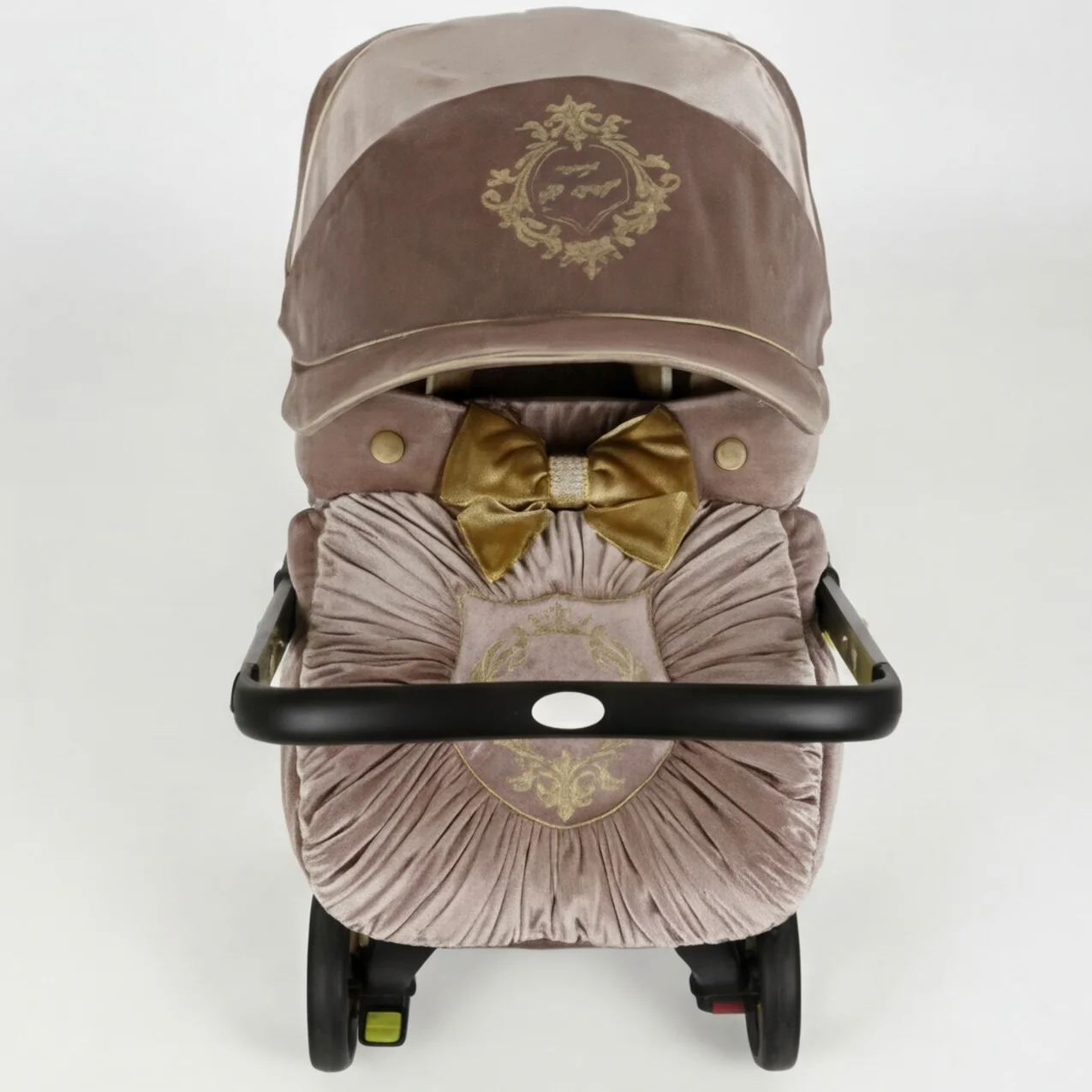 Dark Pink Velvet Baby Car Seat Cover - Image 3