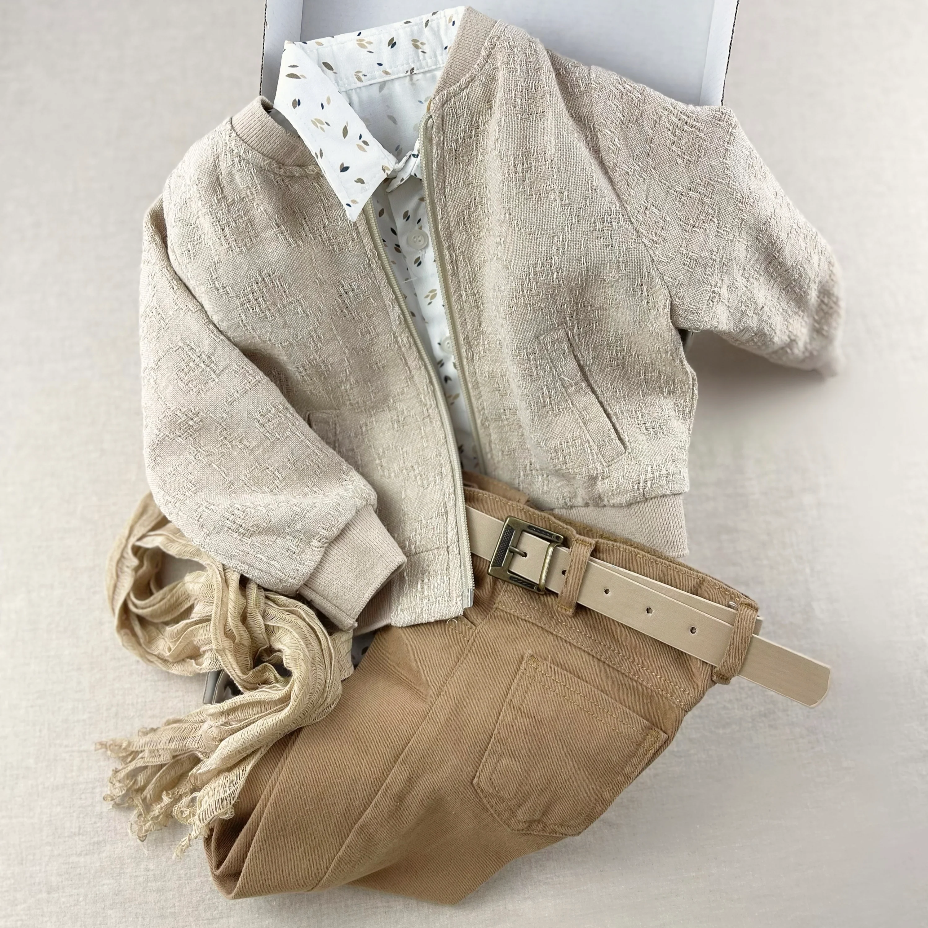 Elegant Boys Formal Suit – Handmade Beige Toddler Outfit - Image 4