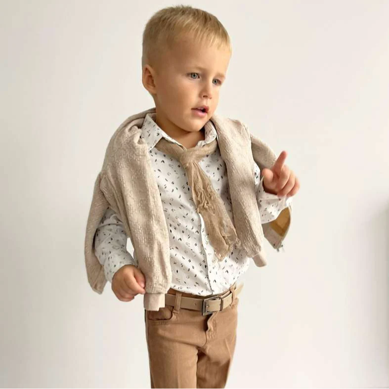 Elegant Boys Formal Suit – Handmade Beige Toddler Outfit - Image 6
