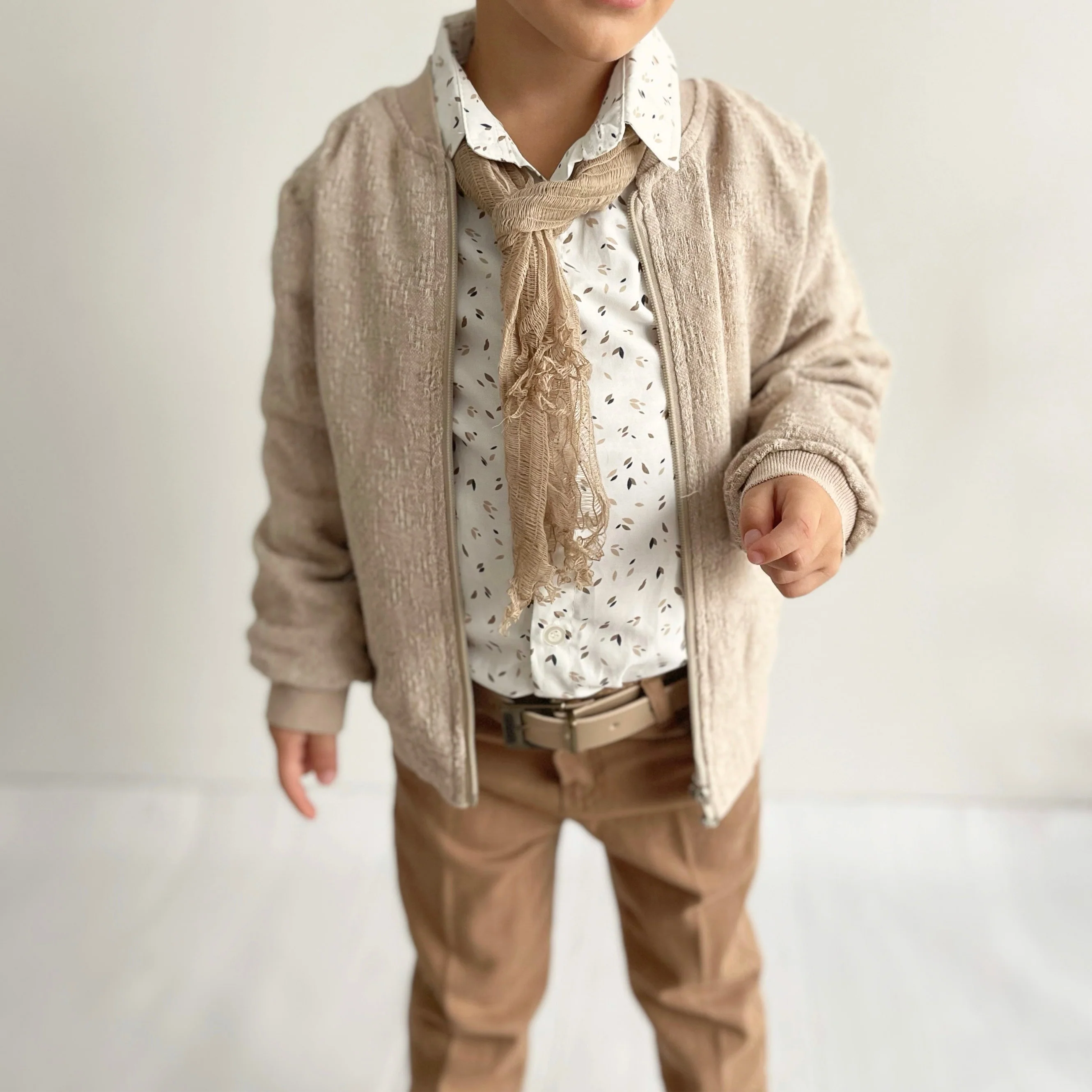 Elegant Boys Formal Suit – Handmade Beige Toddler Outfit - Image 8