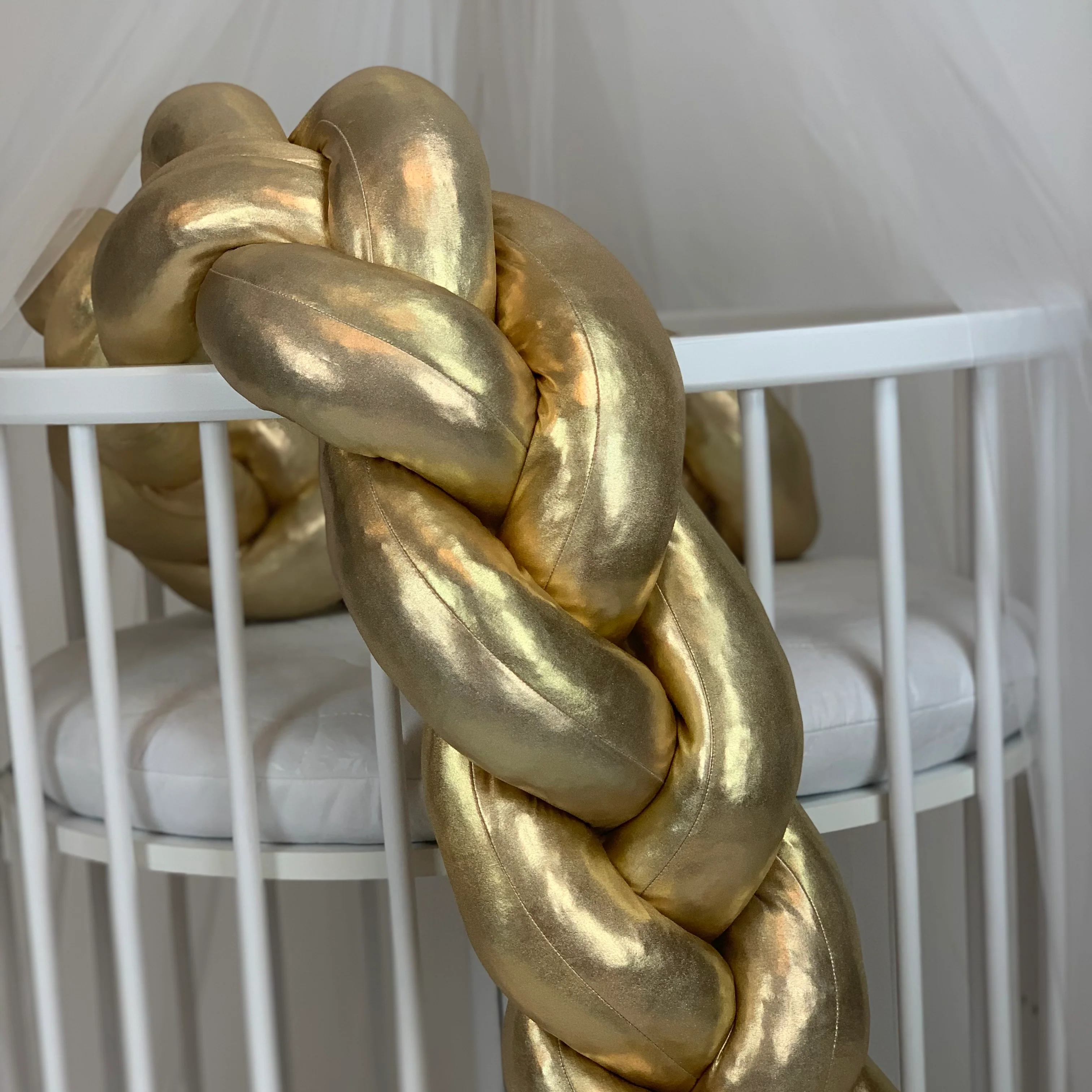Gold Braided Baby Bumper | Single Braided Crib Bumper | Braided Baby Textile - Image 3