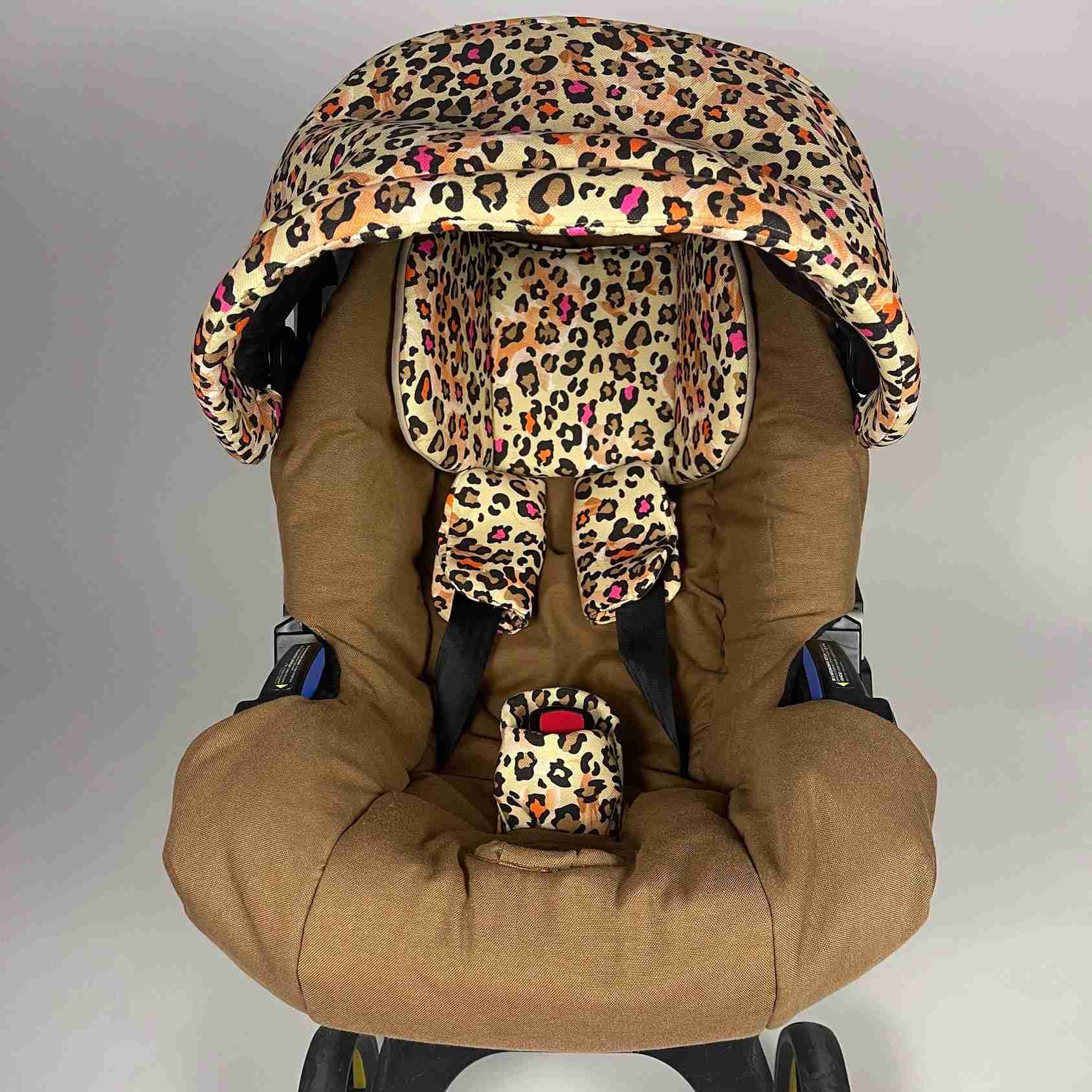 Leopard Print Baby Car Seat Cover Set with Padded Seat - Image 3