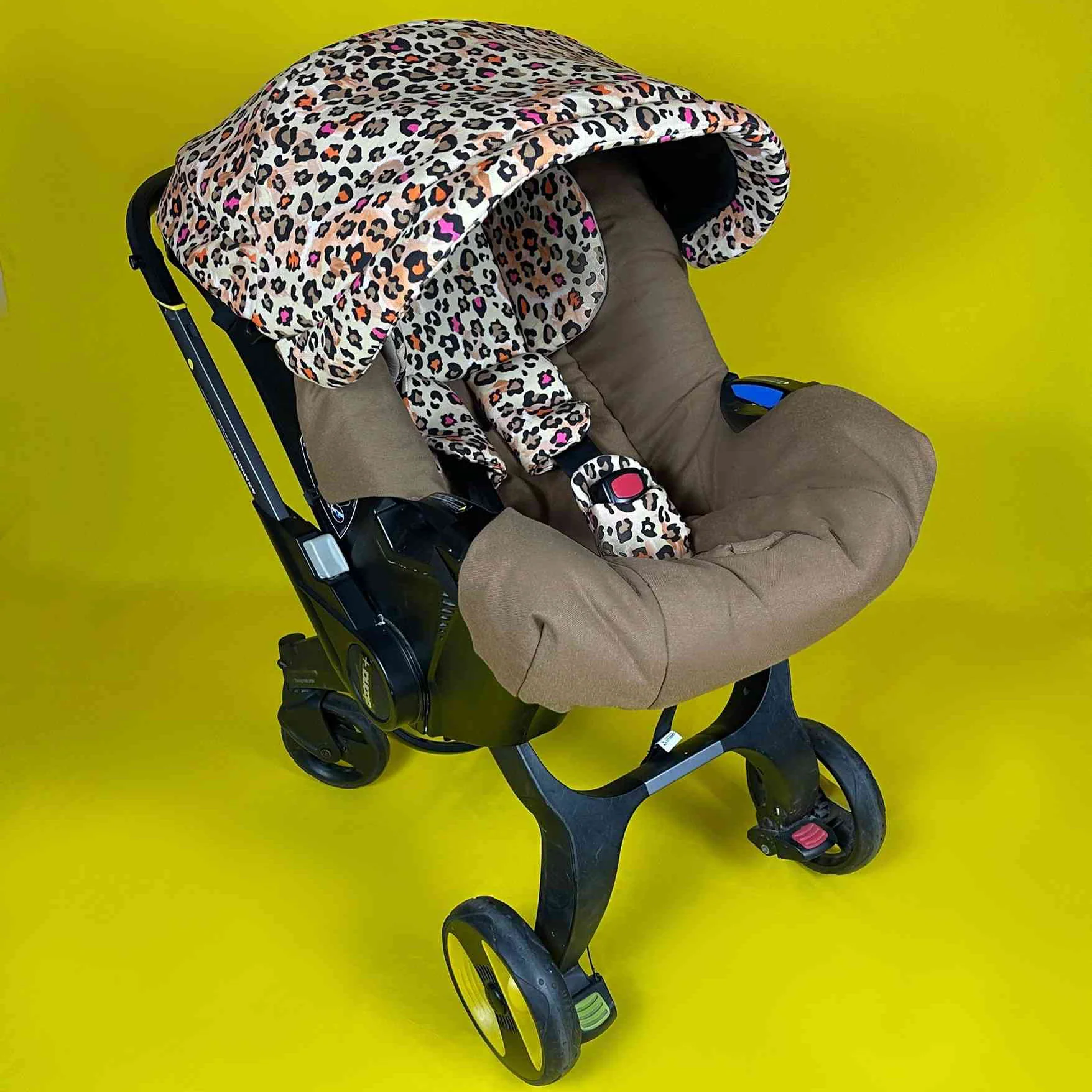Leopard Print Baby Car Seat Cover Set with Padded Seat - Image 6