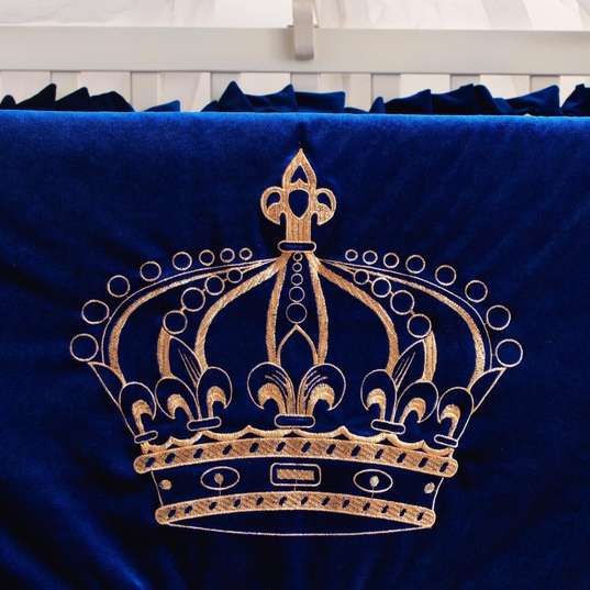 Luxury Blue & White Velvet Baby Bedding Set – Customizable - Image 3