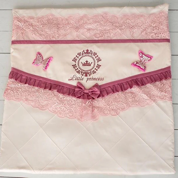 Luxury Pink and Ivory Baby Bedding Set | Crown Butterfly Crib Decor - Image 7