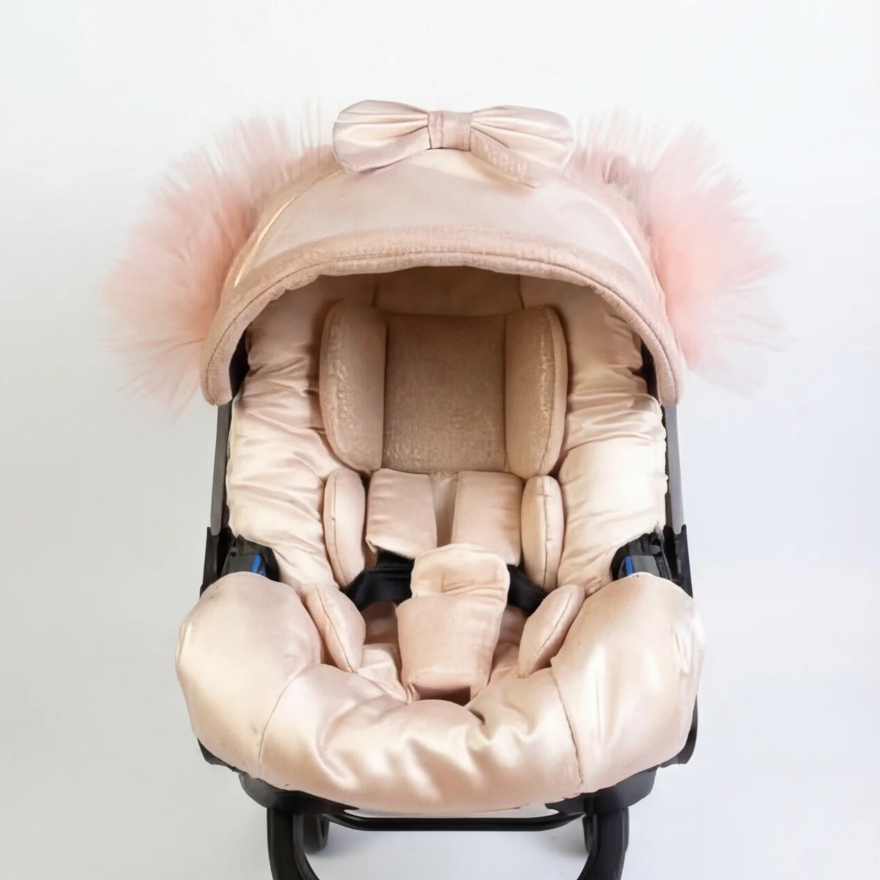 Mermaid Baby Girl Car Seat Cover – Pink Coastal Design - Image 4