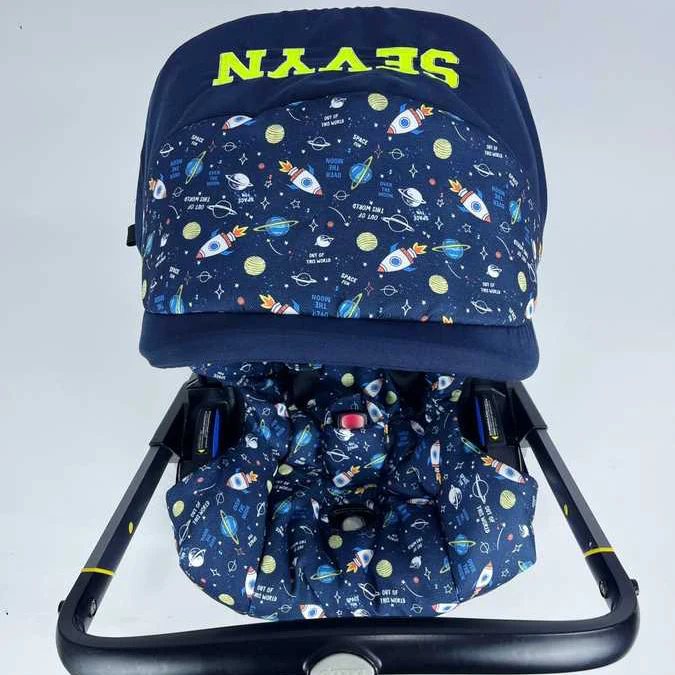 Outer Space Baby Boy Car Seat Cover – Personalized Galactic Design - Image 6