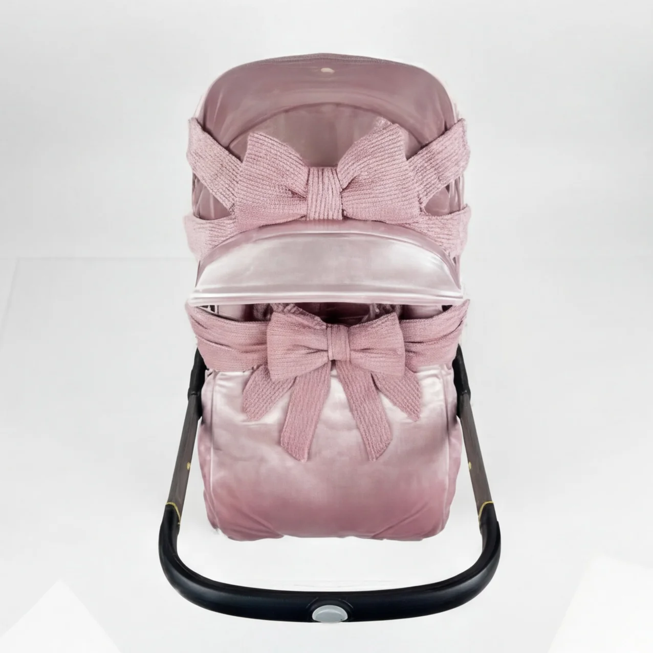 Personalized Pink Baby Car Seat Cover Set with Bow - Image 4