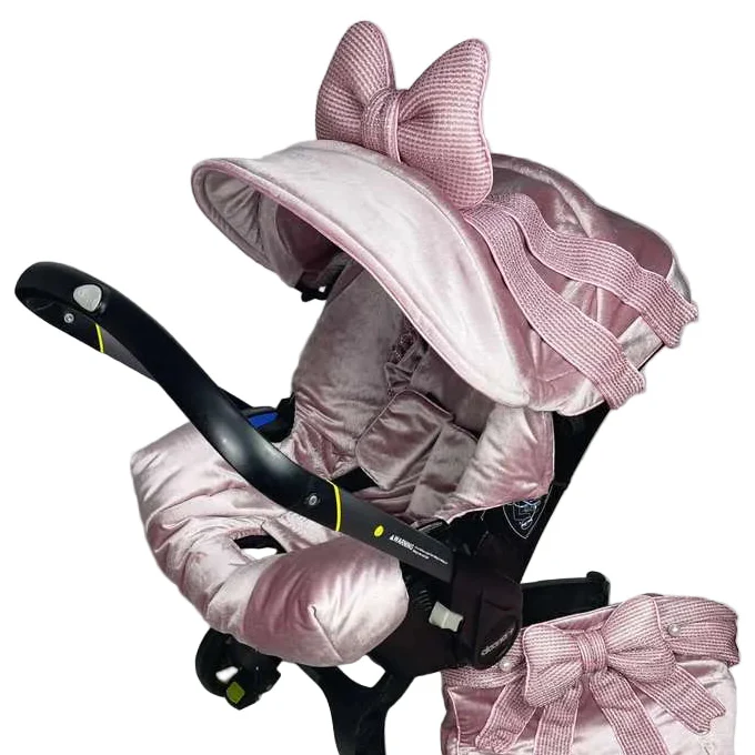 Personalized Pink Baby Car Seat Cover Set with Bow - Image 6