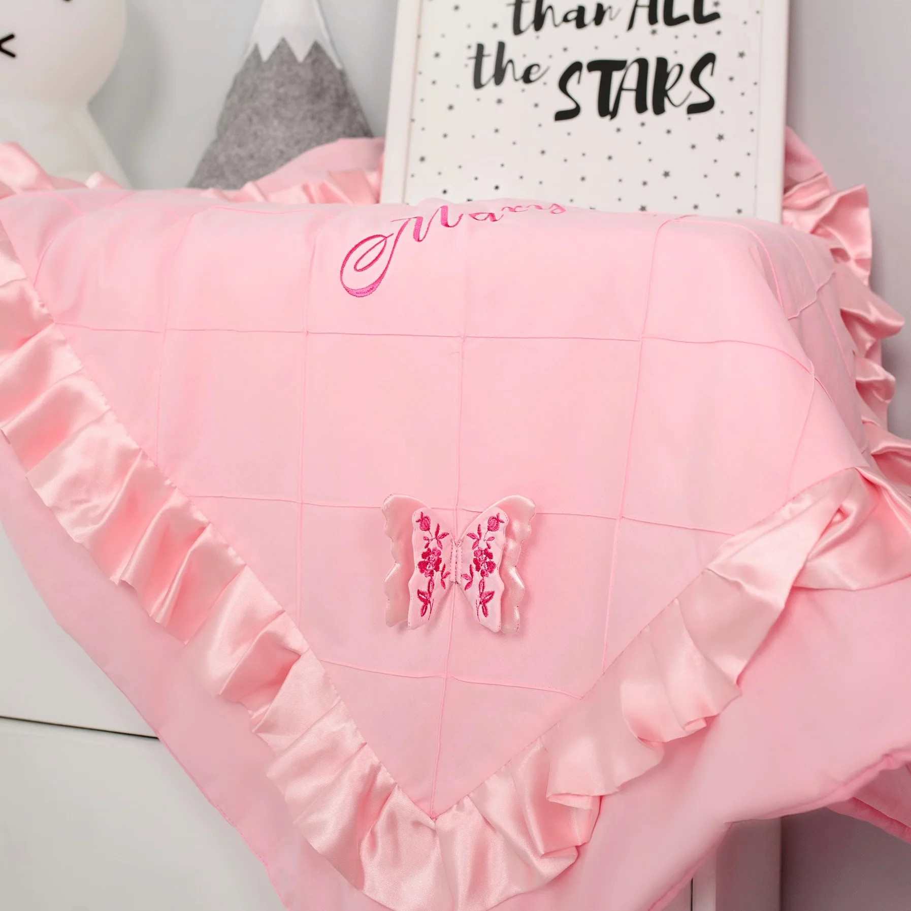 Pink Bassinet Cover with Lace and Butterflies Elegant Baby Girl - Image 4