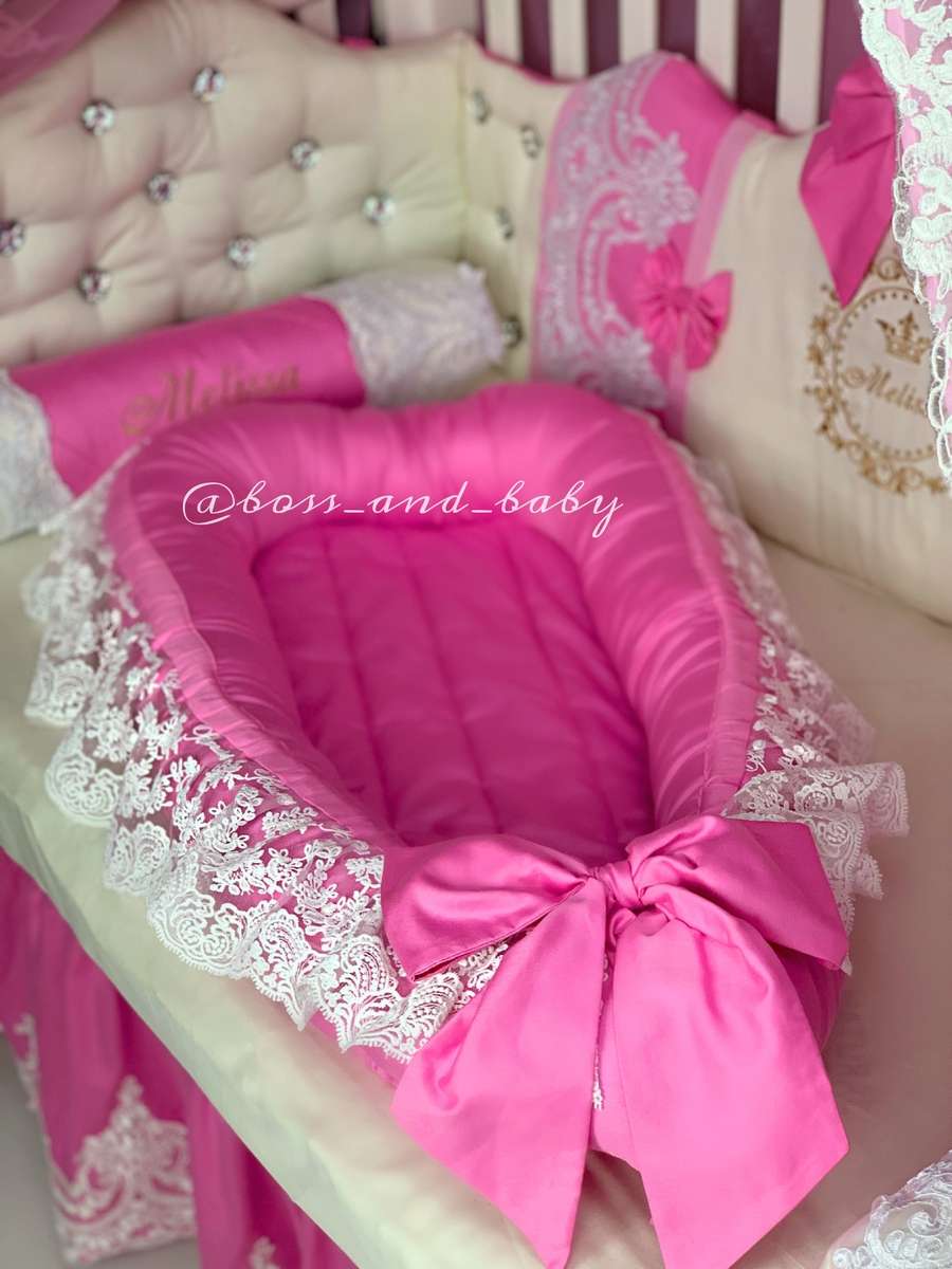 Romantic Princess Pink Baby Nest with Lace | Baby Girls Co-Sleeper - Image 4