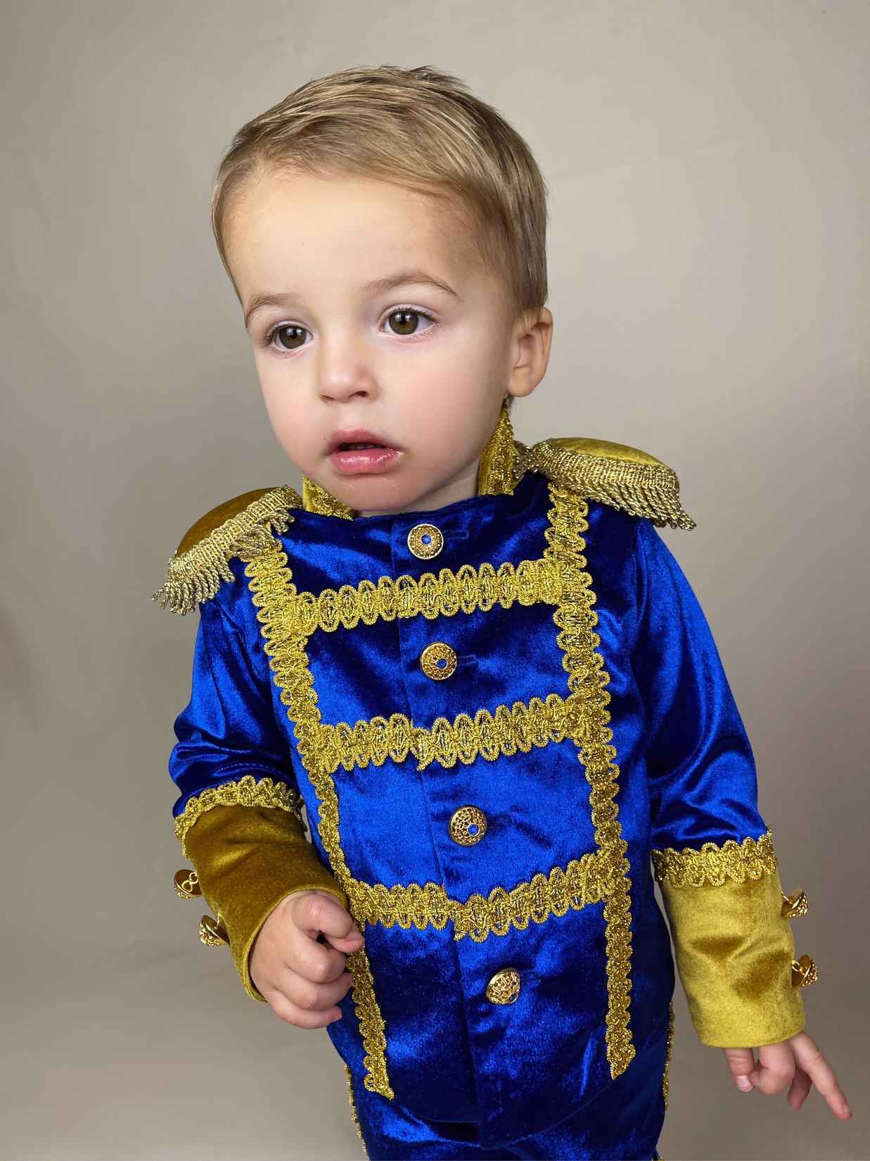 Royal Prince Charming Baby Boy Costume in Gold & Blue - Image 5