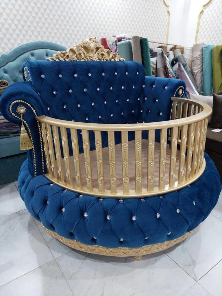 Royal Palace Round Crib Bedding | Luxury Round Baby Crib | Rhinestone Nursery Decor - Image 5