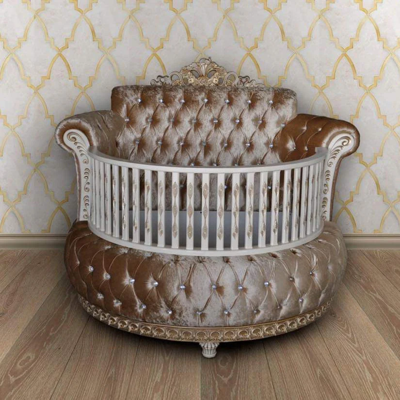 Royal Palace Round Crib Bedding | Luxury Round Baby Crib | Rhinestone Nursery Decor - Image 6