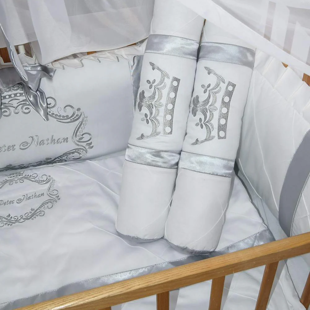 Personalized Crown Royal Silver Princess Crib Bedding Set with Canopy - Image 3