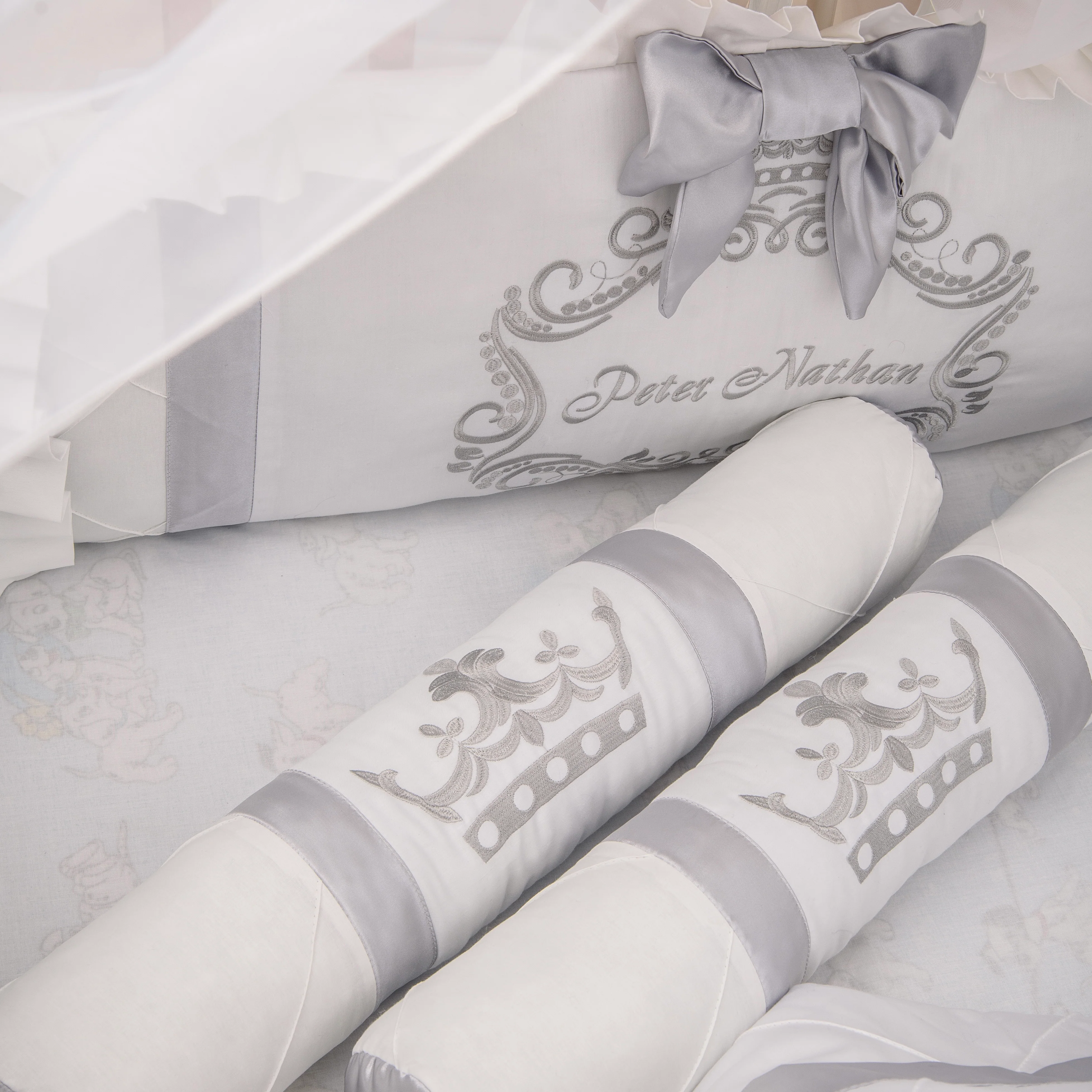 Personalized Crown Royal Silver Princess Crib Bedding Set with Canopy - Image 8